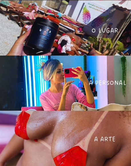 Painel visual com O lugar, A personal e A arte